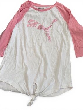 Puma White Tee with Pink Collar